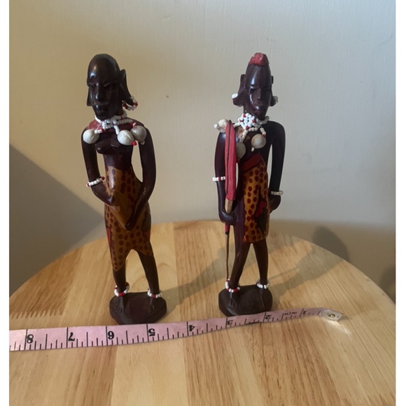 Set of two vintage hand carved tribal / Aztec statues decor EUC - Picture 5 of 6